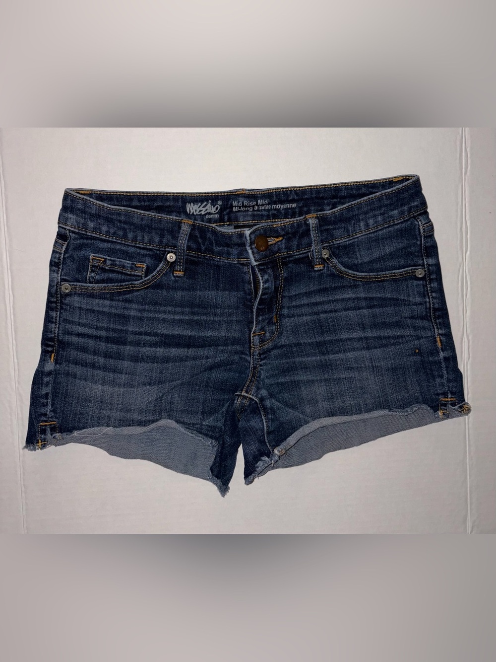 Mossimo Supply Co.‎ Dark Blue Mid-Rise Denim Cutoff Shorts